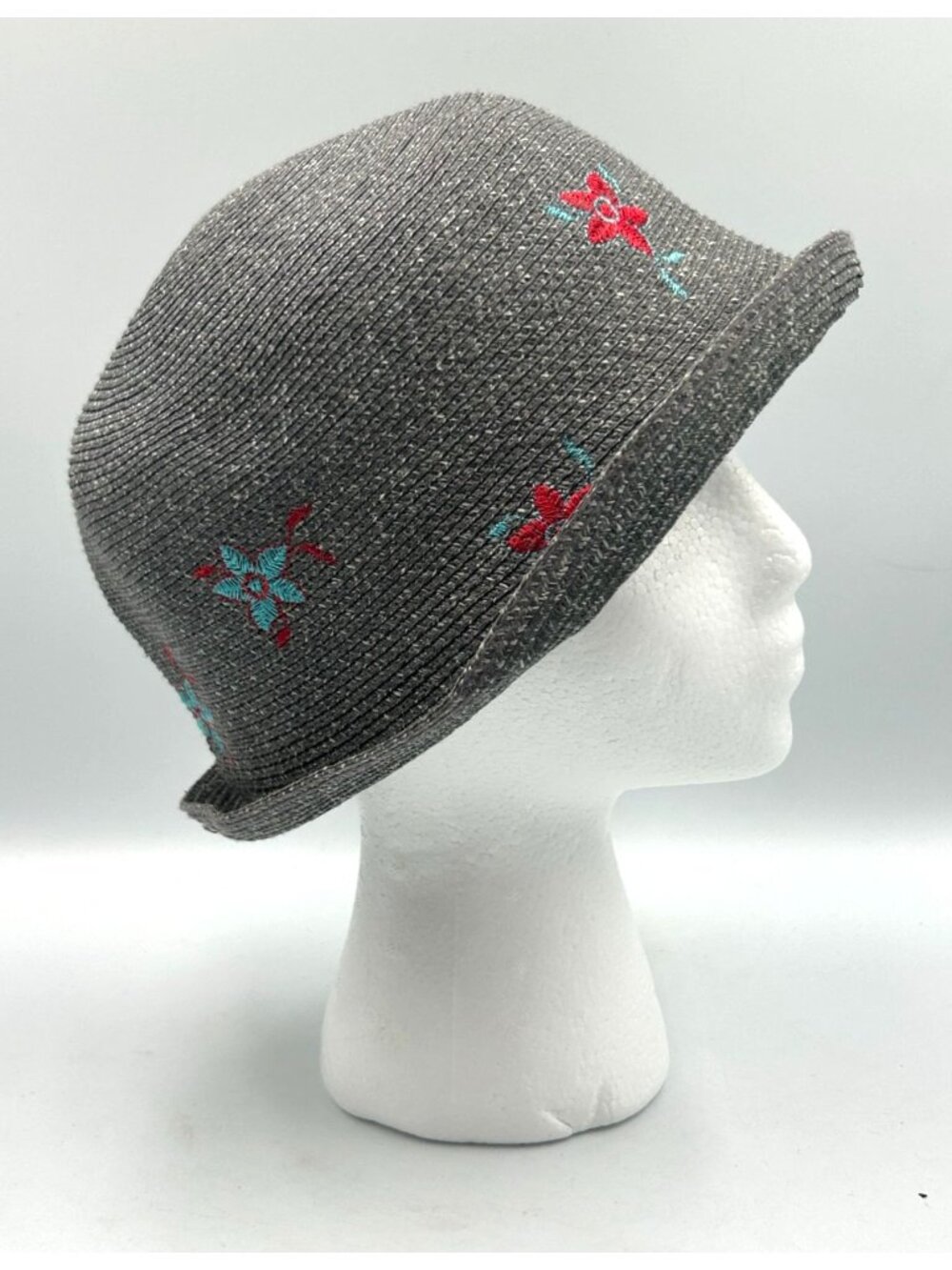 The Hats Company By Phillipo Cartazi Women Gray Paper Floral Bucket Hat OS  3472